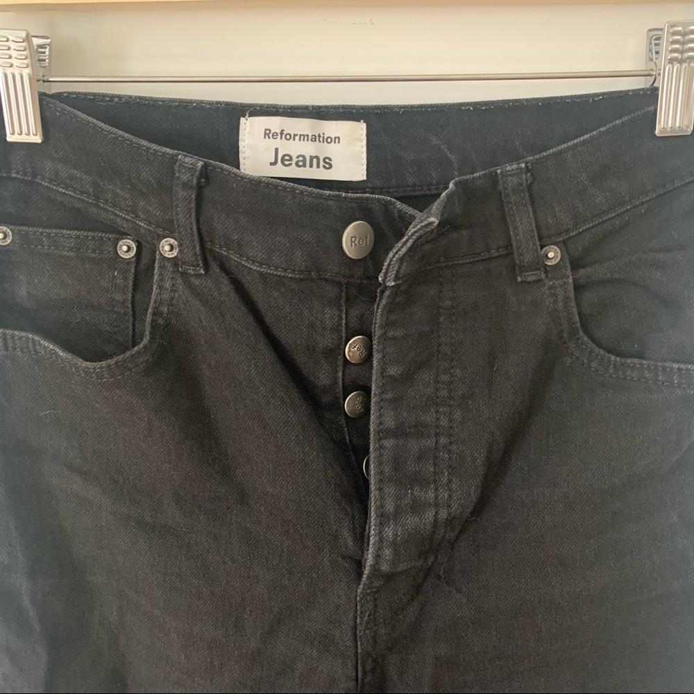 Reformation high waisted button fly skinny jeans